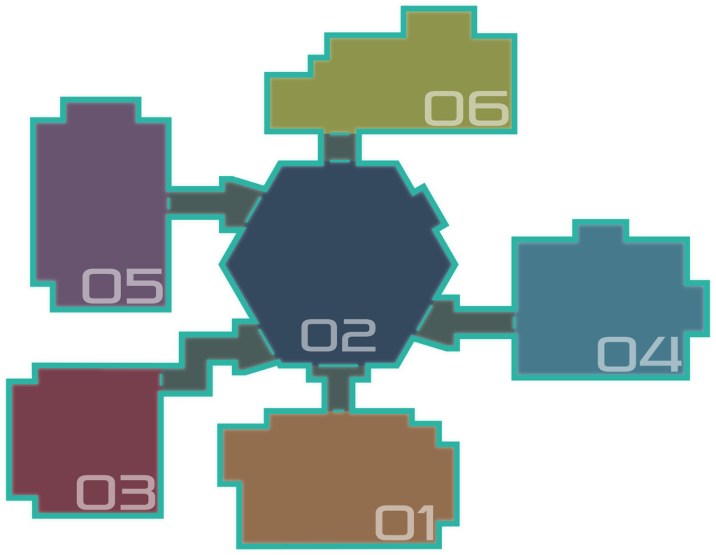 Carte avec les étages selon les domaines de la médiamatique.